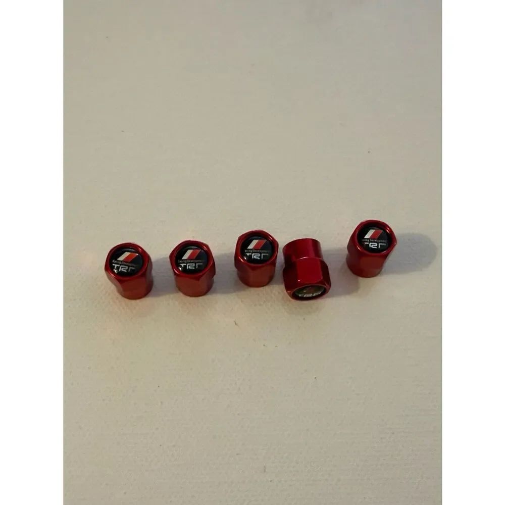 TRD Toyota Valve Stem Caps in Red Set of 5 NWT